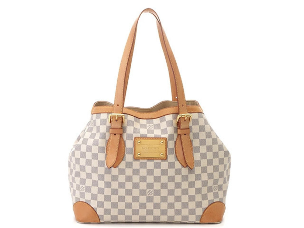 LOUIS VUITTON Damier Azur White Hampstead Shoulder Bag